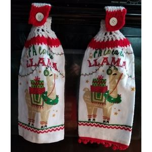 Set of 2 Christmas Llama tea towels